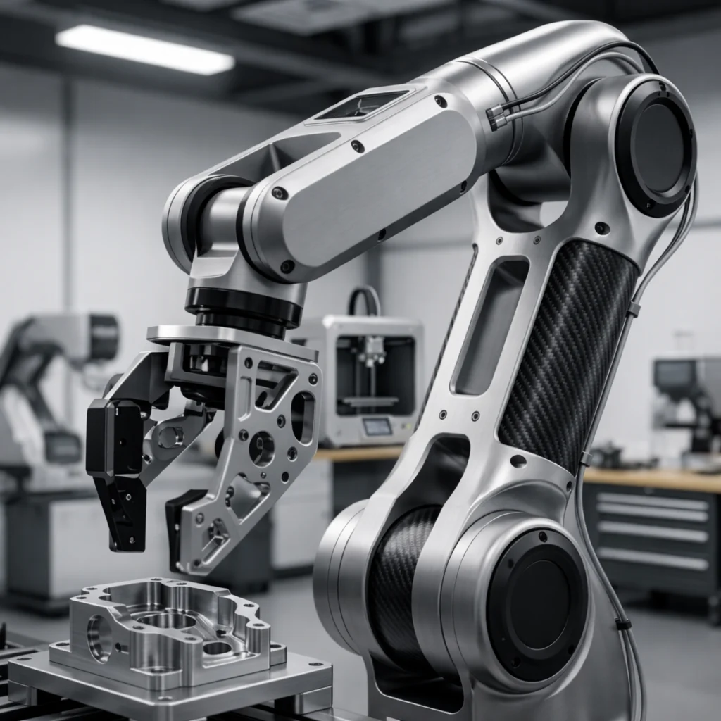 Precision CNC machined components for robotics manufacturing — frames brackets actuator mounts sensor housings
