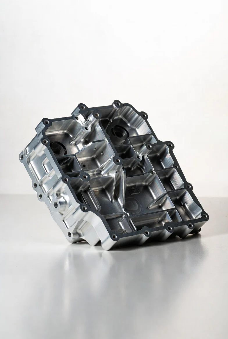 Complex geometry CNC milled aluminum component with precision tolerances for robotics and automation
