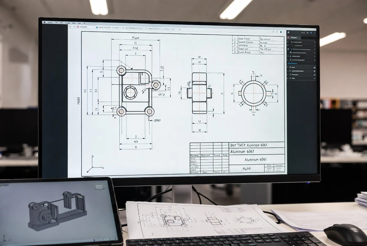 Technical engineering drawing for CNC machining quote — STEP DWG DXF PDF file formats accepted